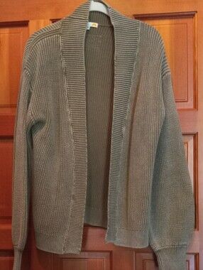 C&C California Olive Ribbed Shawl Collar Cardigan